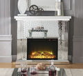 Acme 90204 Everly quinn albaugh noralie mirrored 48" Fireplace with faux diamond inlay