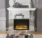 Acme 90204 Everly quinn albaugh noralie mirrored 48" Fireplace with faux diamond inlay