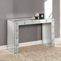 Acme 90242 Nysa glam mirrored faux crystals glass top sofa entry hall console table diamond accent