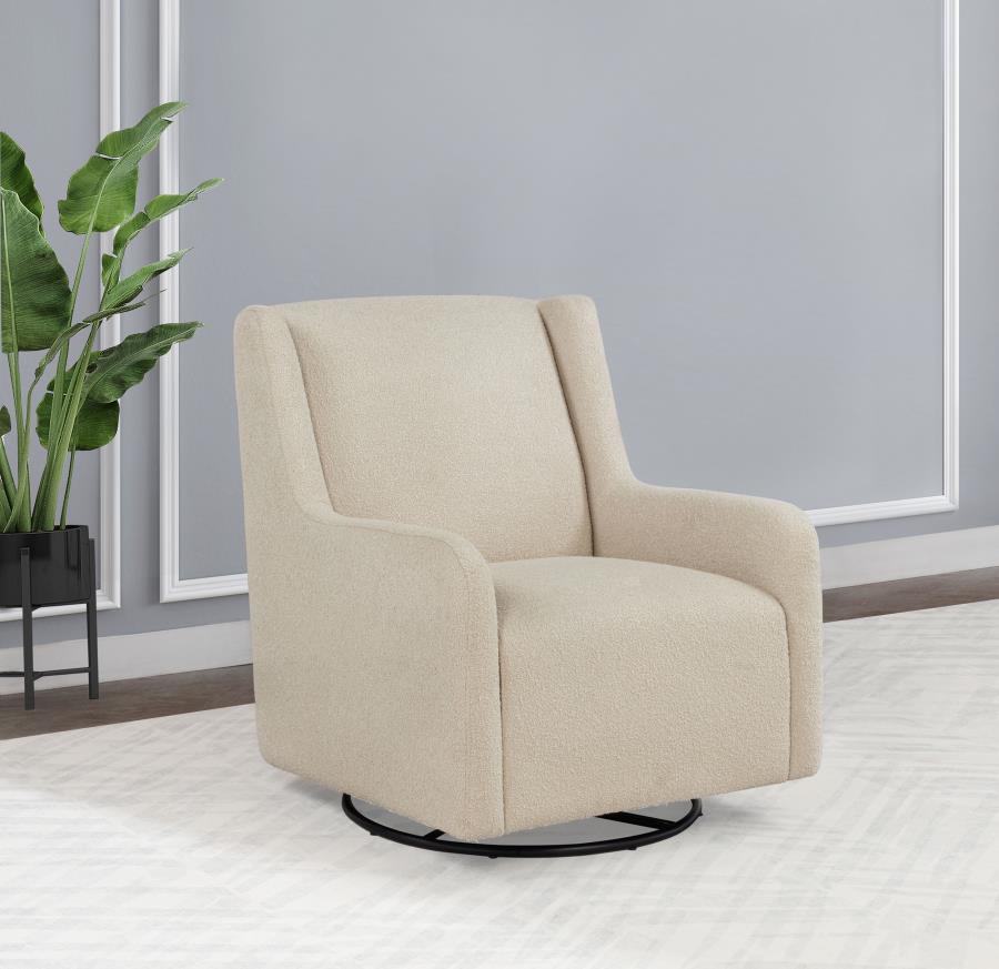 Coaster 902453  Serra beige boucle fabric seating swivel glider accent chair