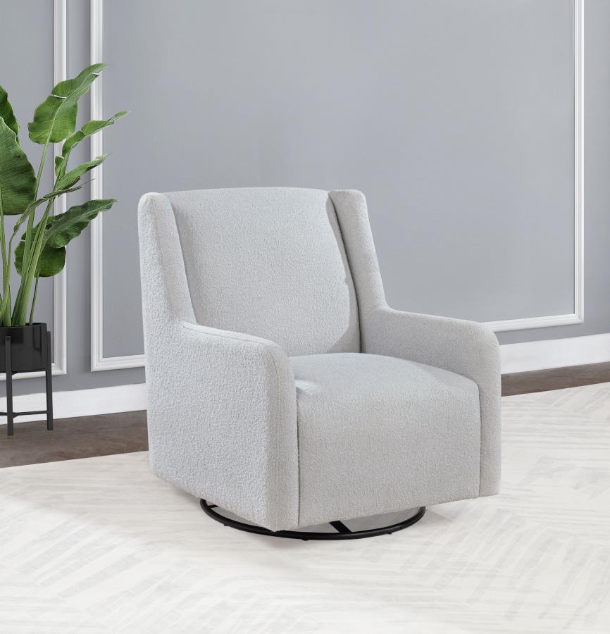 Coaster 902454  Serra dove grey boucle fabric seating swivel glider accent chair