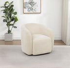 Coaster 902473  Gerley beige chenille fabric round swivel barrel back accent chair