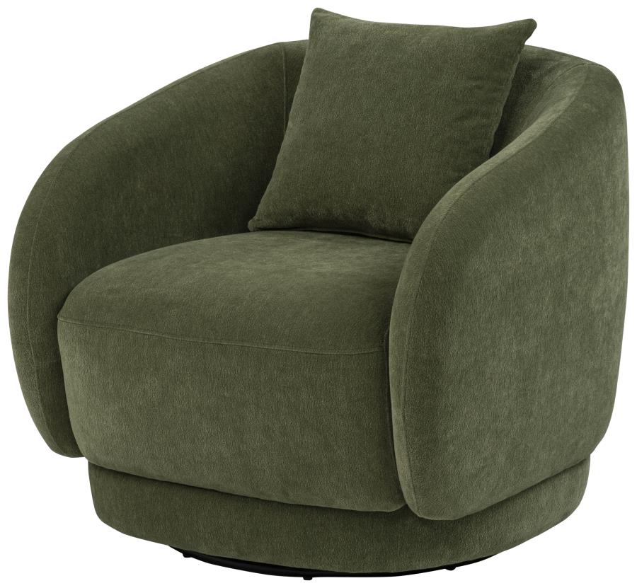 Coaster 902487  Arnaud green woven fabric round swivel barrel back accent chair