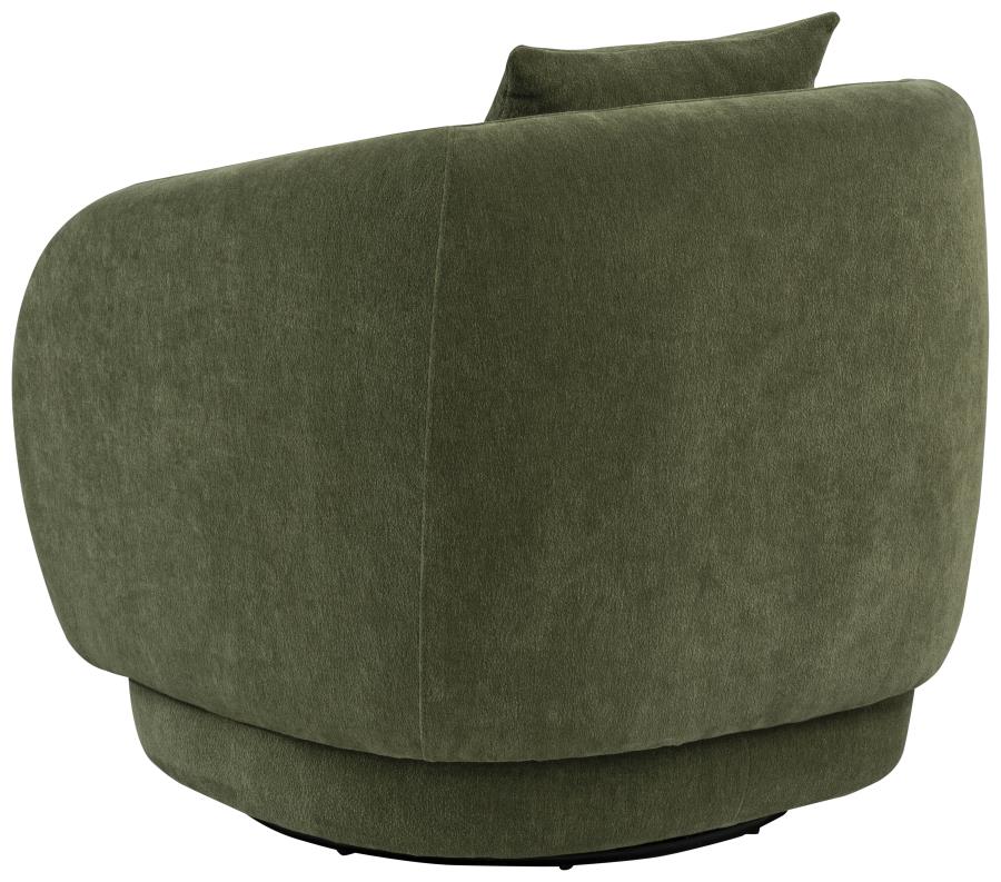 Coaster 902487  Arnaud green woven fabric round swivel barrel back accent chair