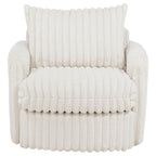 Coaster 902541  Sarco ivory wide corduroy fur fabric round swivel accent chair
