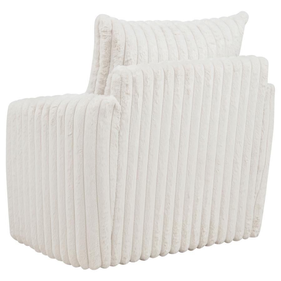 Coaster 902541  Sarco ivory wide corduroy fur fabric round swivel accent chair