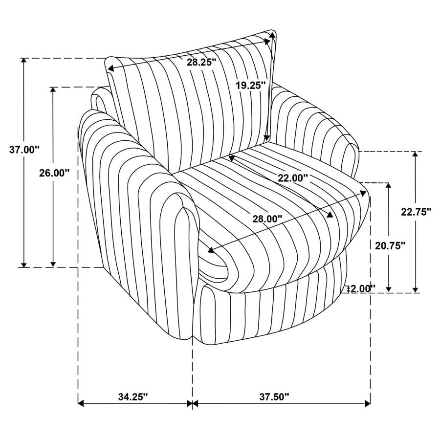 Coaster 902541  Sarco ivory wide corduroy fur fabric round swivel accent chair