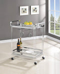 Coaster 902589 Clear acrylic and chrome tea / bar serving cart with casters