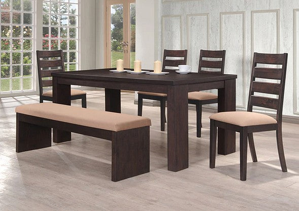 Asia Direct 9026 6 pc canora grey espresso finish wood dining table set with upholstered bench