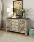 Acme 90288 Vermont antiqued white finish wood bombay chest with mirror front