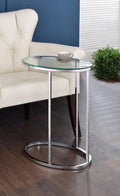 Coaster 902927 Orren ellis boatwright chrome metal finish and oval tempered glass top side table