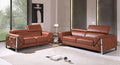 Global United 903CM-2PC 2 pc Orren ellis luigi camel italian leather sofa and love seat set