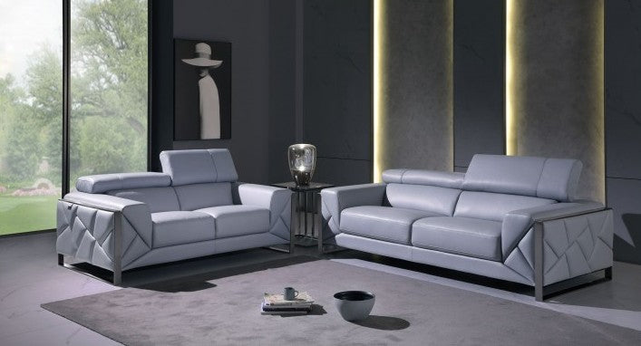 Global United 903LT-BLUE-2PC 2 pc Orren ellis luigi light blue italian leather sofa and love seat set