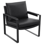 Coaster 903021 Ivy bronx lainey rosalind gunmetal metal finish and black faux leather modern accent chair