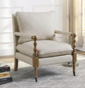 Coaster 903058 Gray barn morning glory dark oak finish wood beige fabric mid century modern accent chair