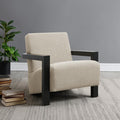 Coaster 903095 Fitzroy latte boucle fabric black finish wood mid century modern accent chair