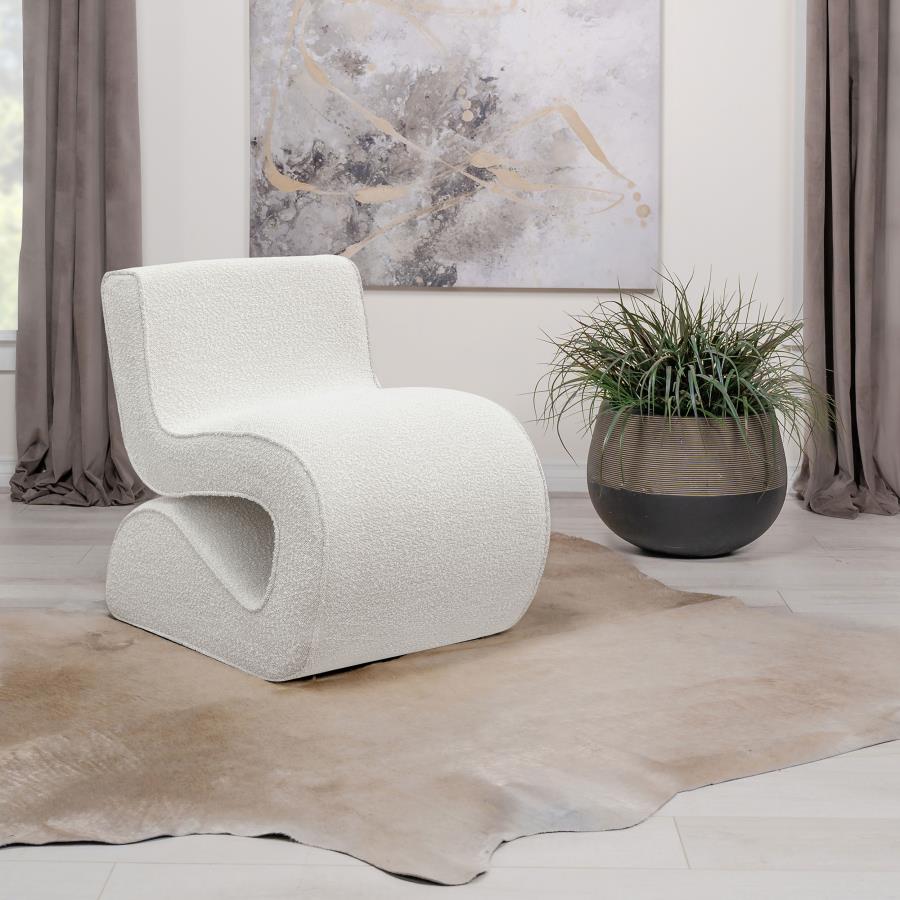 Coaster 903154  Ronea cream boucle fabric modern accent chair curved shaped frame