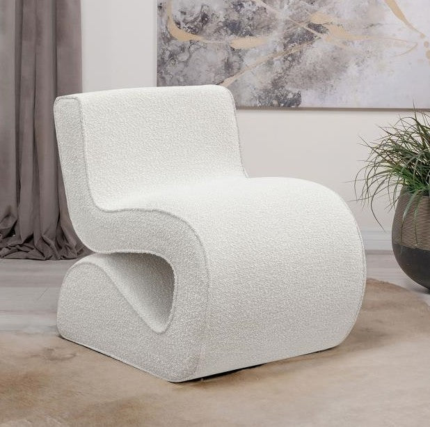 Coaster 903154  Ronea cream boucle fabric modern accent chair curved shaped frame