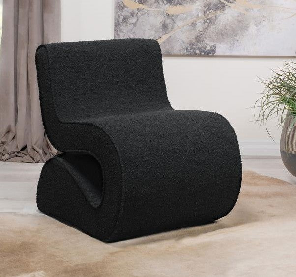 Coaster 903155  Ronea charcoal grey boucle fabric modern accent chair curved shaped frame