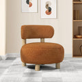 Coaster 903167 Zonie orange boucle fabric barrel back style seating natural finish wood accent chair