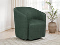 Coaster 903222  Mossbrook green woven fabric round swivel barrel back accent chair