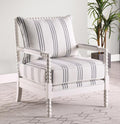 Coaster 903835 Rosecliff heights dubois white twisted wood and white and navy striped fabric accent chair