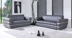 Global United 904GY-2PC 2 pc Orren ellis monza gray italian leather sofa and love seat set