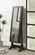 Coaster 904039 Red barrel studio addre black finish wood free standing cheval floor mirror jewelry armoire cabinet