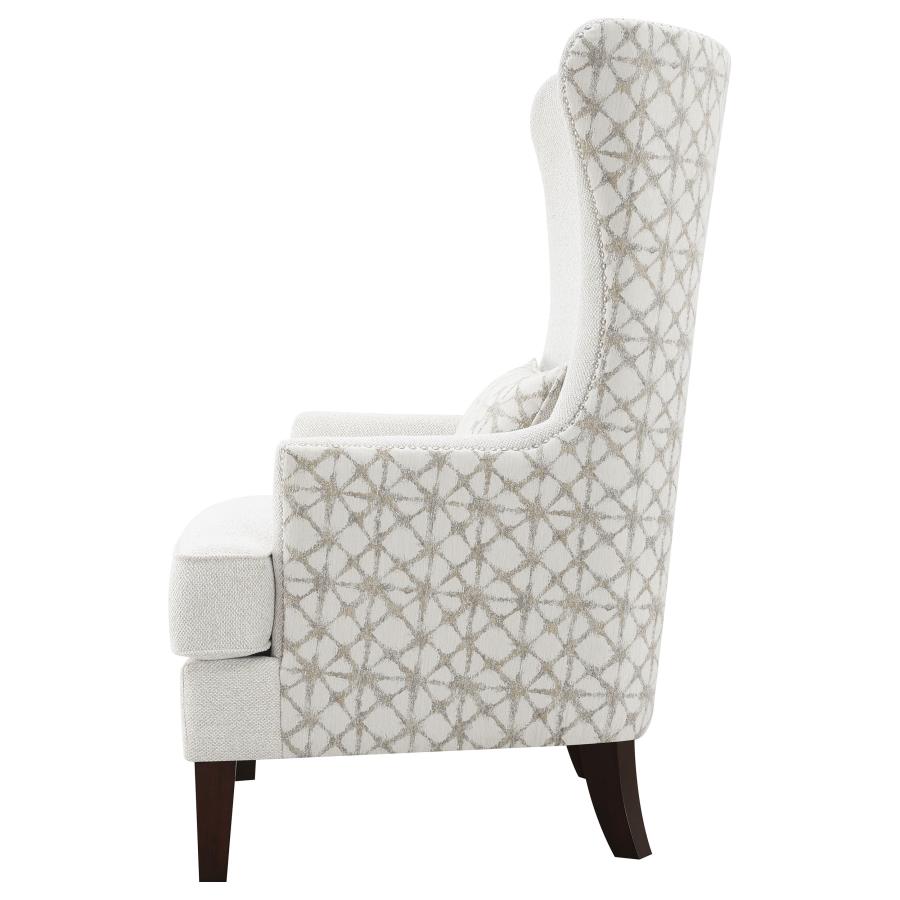 Coaster 904066 Wildon home ashleigh latte fabric high back wing chair nail head accents