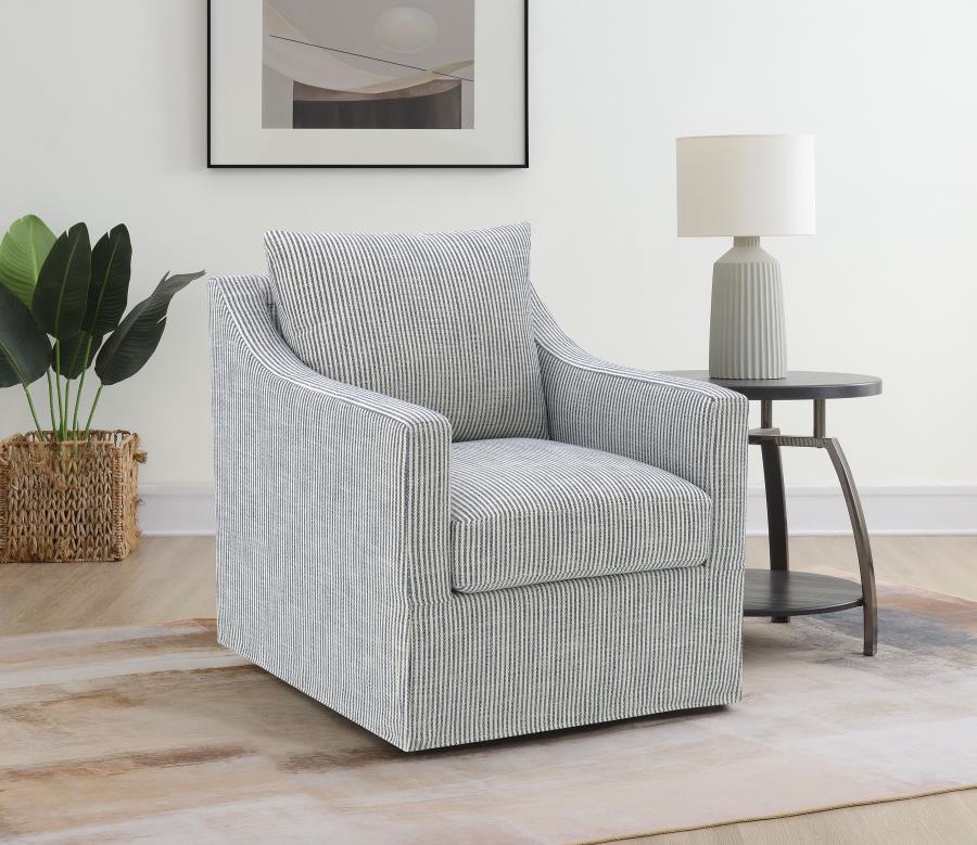 Coaster 904137  Winter grey fabric seating swivel squared back sloped arm accent chair