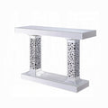 Acme 90446 Nysa glam mirrored faux gems glass top sofa entry hall console table double pillar