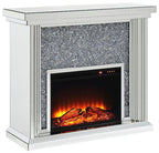 Acme 90455 Everly quinn albaugh noralie mirrored 48" Fireplace with faux diamond inlay