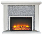 Acme 90455 Everly quinn albaugh noralie mirrored 48" Fireplace with faux diamond inlay