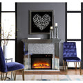 Acme 90455 Everly quinn albaugh noralie mirrored 48" Fireplace with faux diamond inlay
