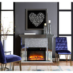 Acme 90455 Everly quinn albaugh noralie mirrored 48" Fireplace with faux diamond inlay