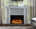 Acme 90457 Everly quinn albaugh noralie Nowles mirrored 48" Fireplace with faux diamond accent inlay