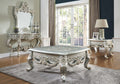 Homey Design HD-905-S-3PC Antique silver with golden hue finish wood ornate coffee table and 2 - end table set