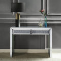 Acme 90505 Nysa glam mirrored U shaped glass top sofa entry hall console table with drawers faux crystals
