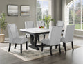Vesper Bridgend Black Finish Wood 7-Piece Trestle Base White Faux Marble Top Dining Table Set – 9052-7PC