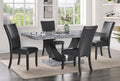 Vesper Black Finish Wood 5-Piece Pedestal Base Grey Faux Marble Top Dining Table Set with Black Chairs – 9056-BK-5PC