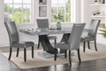 Vesper Black Finish Wood 5-Piece Pedestal Base Grey Faux Marble Top Dining Table Set with Grey Chairs – 9056-GY-5PC