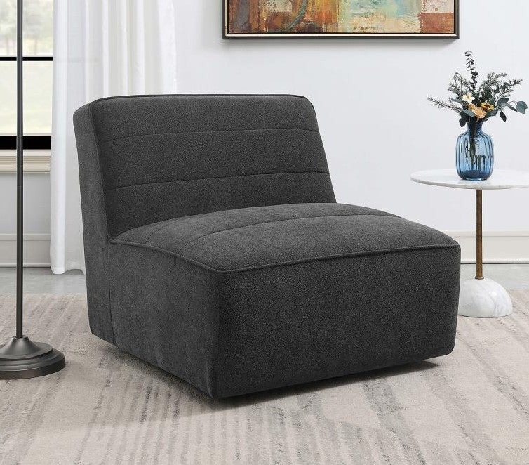 Coaster 905713 Sunny gery boucle faux sheep skin style fabric modular pocket coil seating swivel armless chair