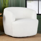 Coaster 905726 Sunny natural faux sheep skin style fabric pocket coil seating swivel armless barrell back chair