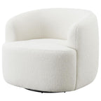 Coaster 905726 Sunny natural faux sheep skin style fabric pocket coil seating swivel armless barrell back chair