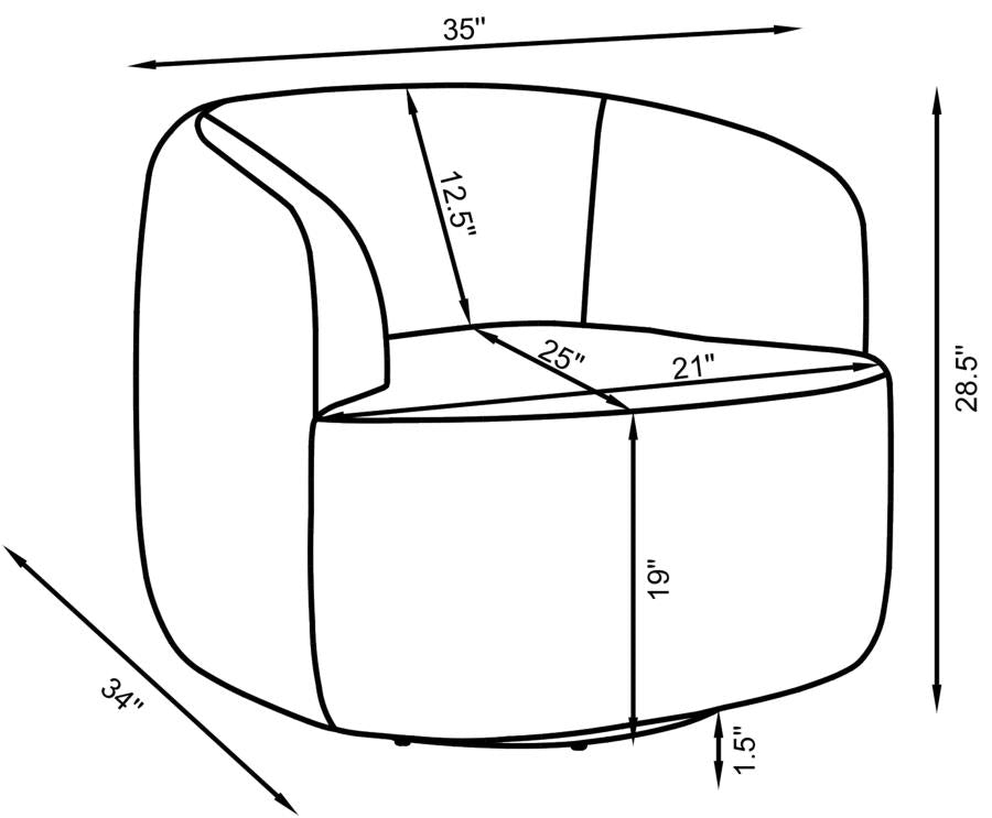 Coaster 905726 Sunny natural faux sheep skin style fabric pocket coil seating swivel armless barrell back chair