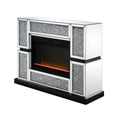 Acme 90660 Everly quinn albaugh noralie mirrored 48" Fireplace with faux diamond inlay