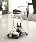 Coaster 910001 Chrome finish metal black glass tea / bar serving cart with casters