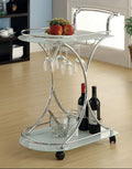 Coaster 910002 Chrome finish metal and frosted glass shelves tea / bar serving cart