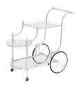 Coaster 910076 Chrome frame tempered glass shelves tea / bar serving cart with casters