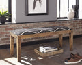 Coaster 910177 Navy white fabric natural mango wood finish bedroom entry bench